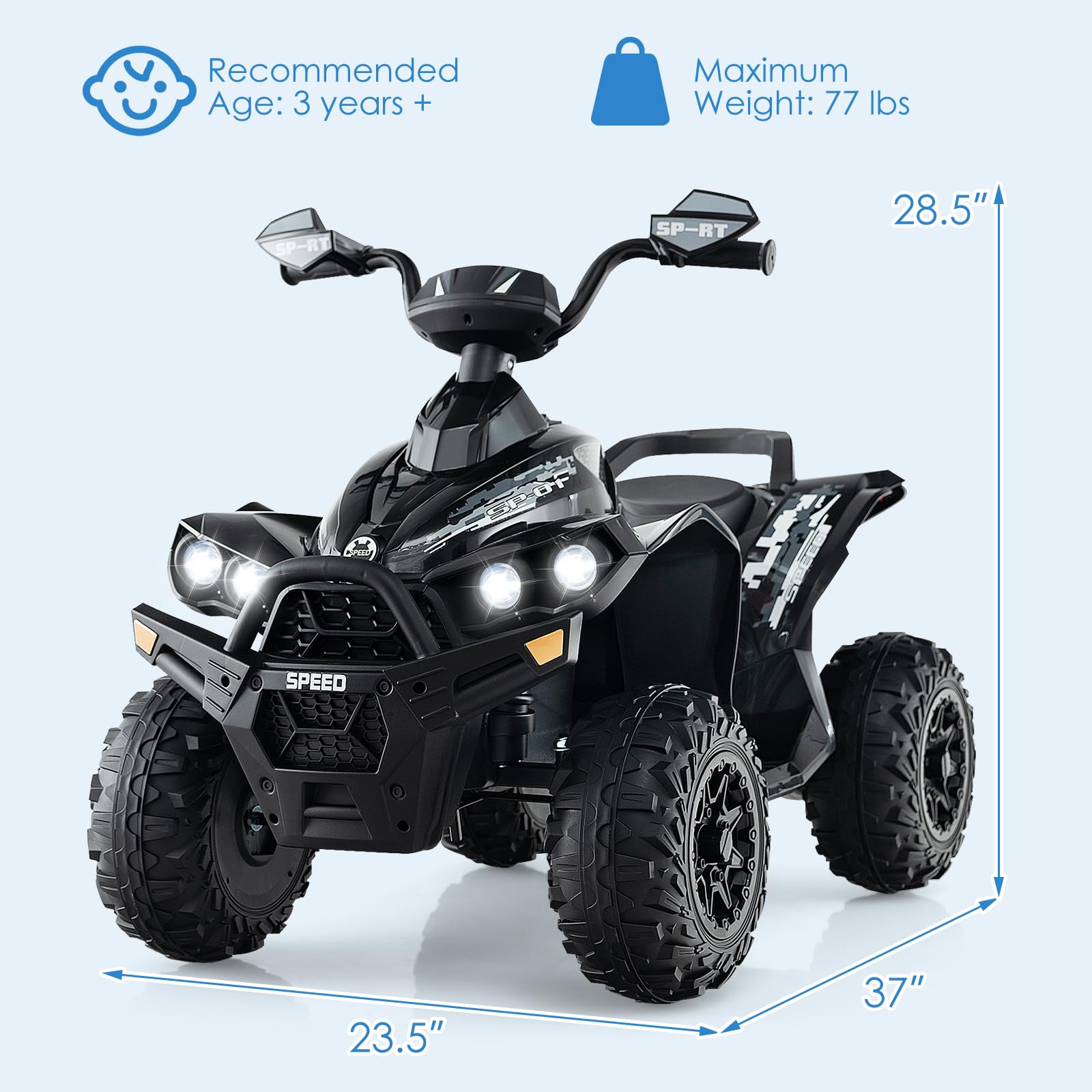 OLAKIDS Ride On ATV 12V Kids 4 Wheeler Battery Powered Toy Car for Toddlers
