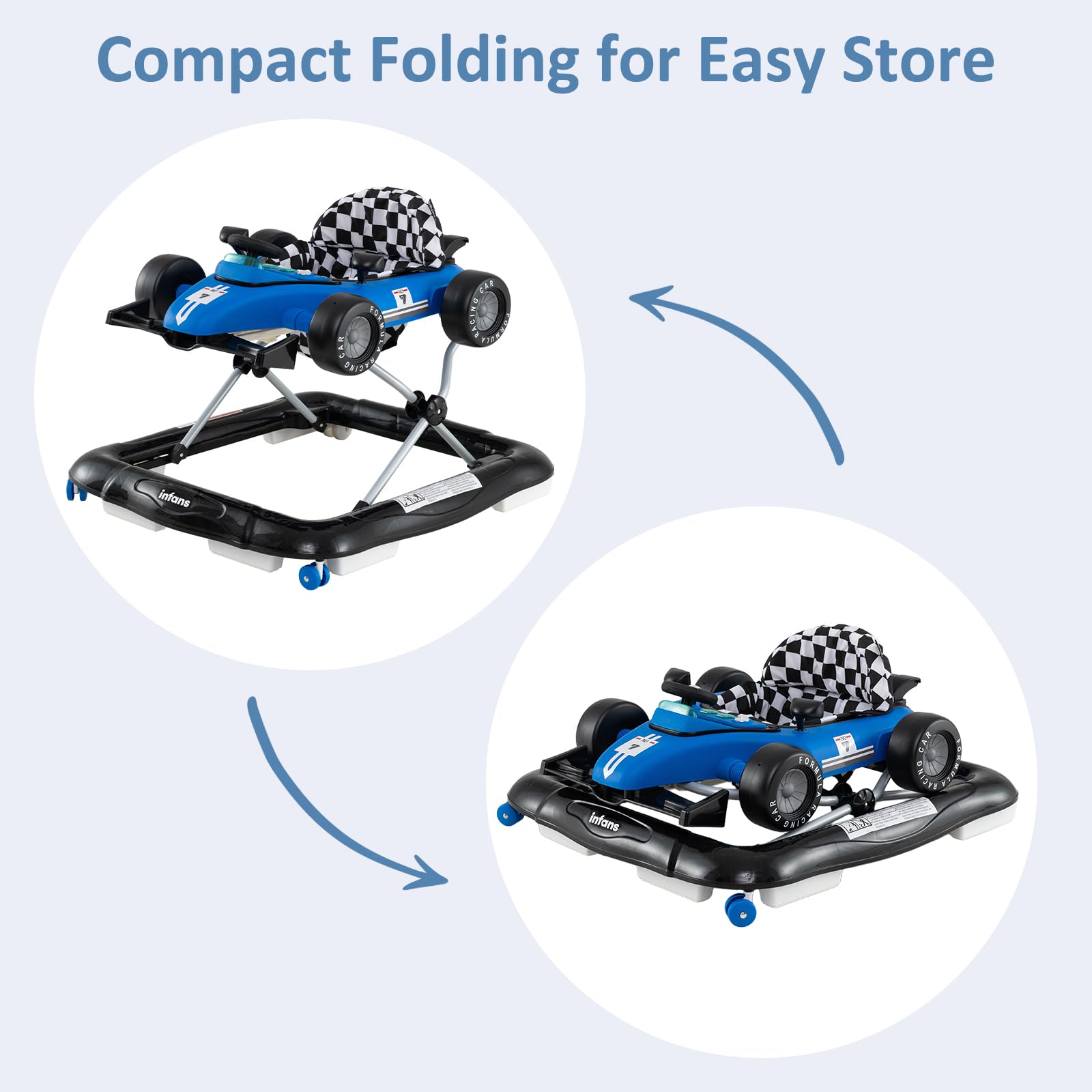 INFANS 4 in 1 Baby Walker, Foldable Toddler Activity Center with Adjustable Height
