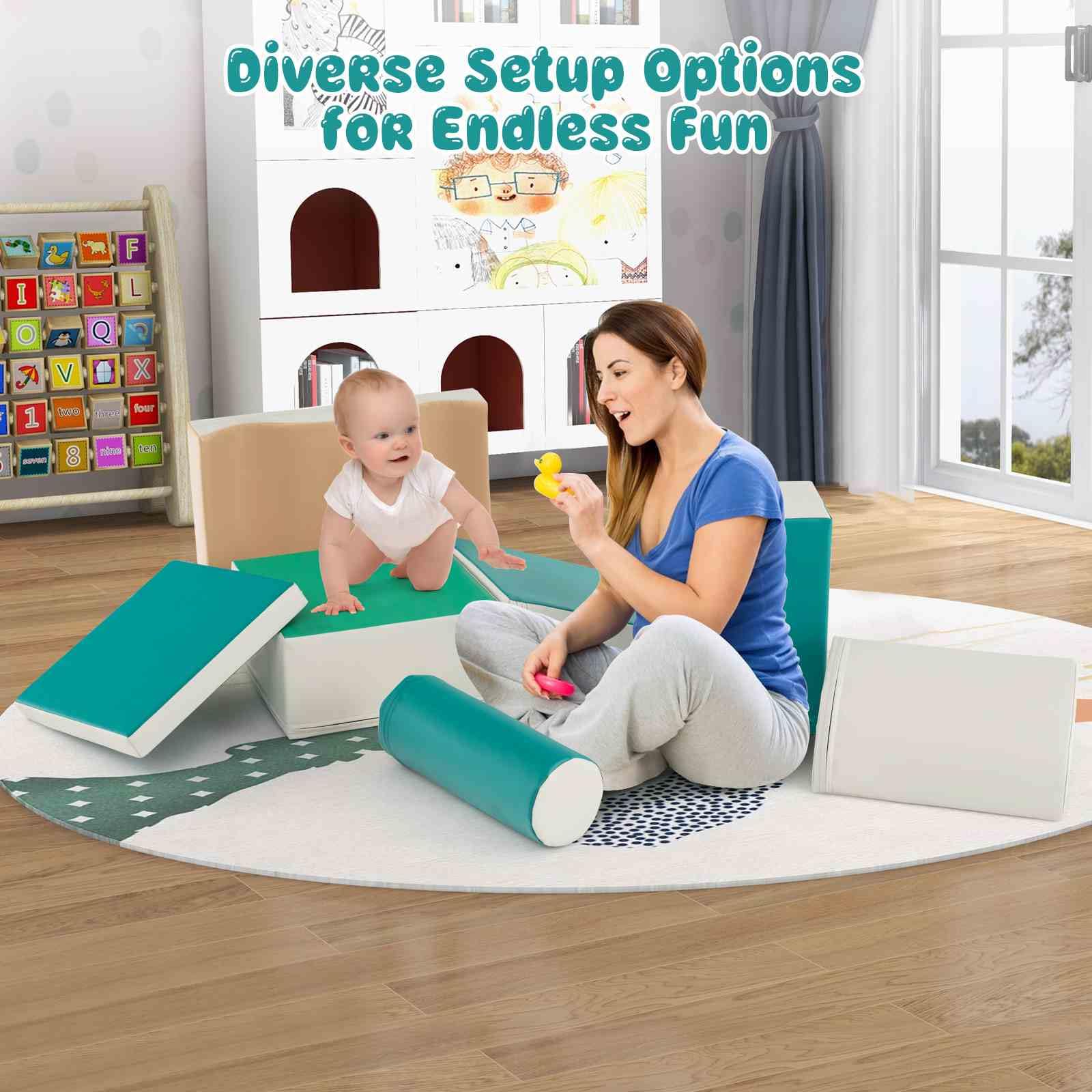 7 Pieces Climb and Crawl Activity Play Set with Zippered Cover
