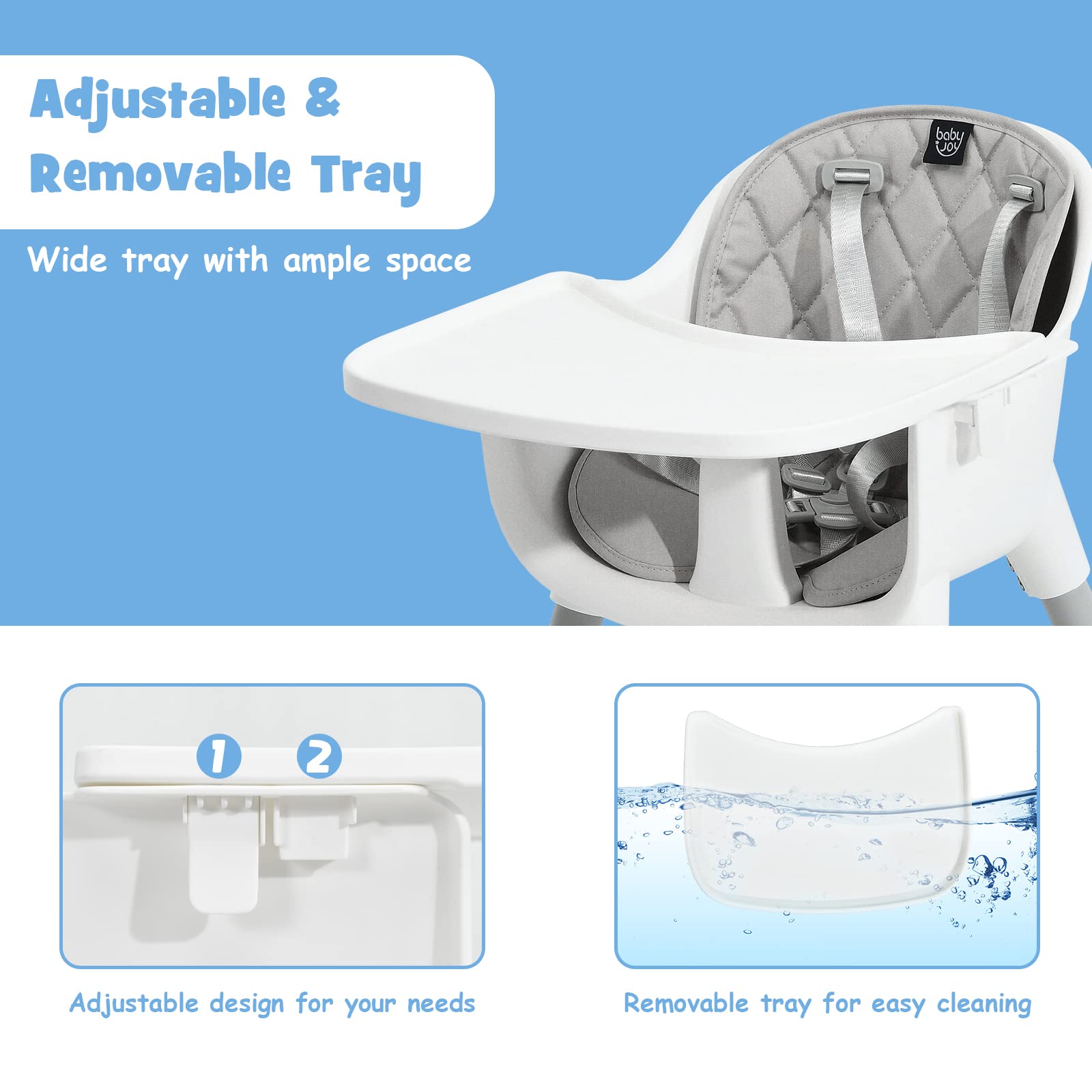 5-in-1 Multifunctional Convertible Baby Highchair with Harness & Removable Tray
