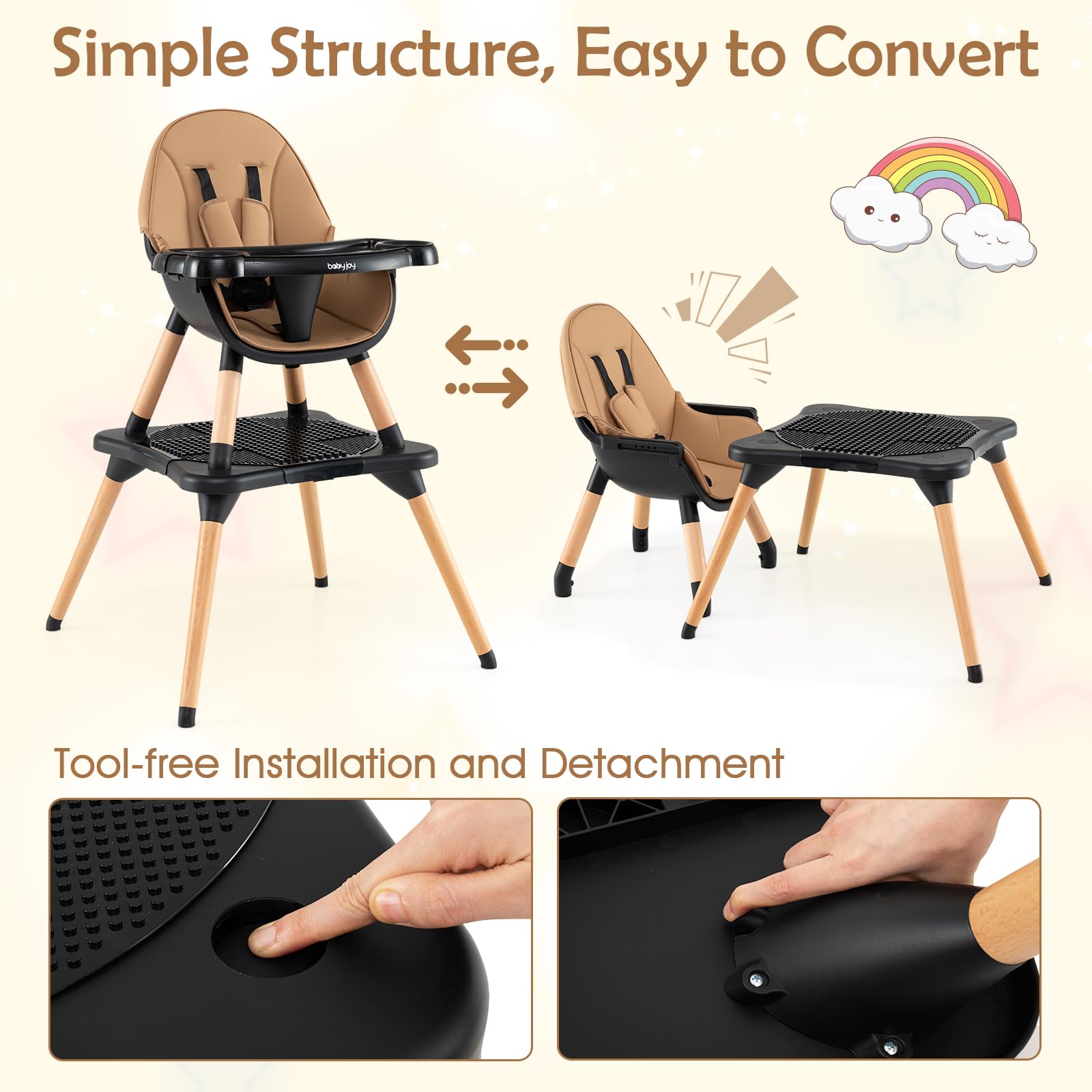 High Chair for Babies and Toddlers 6-in-1 Convertible Table Chair Set