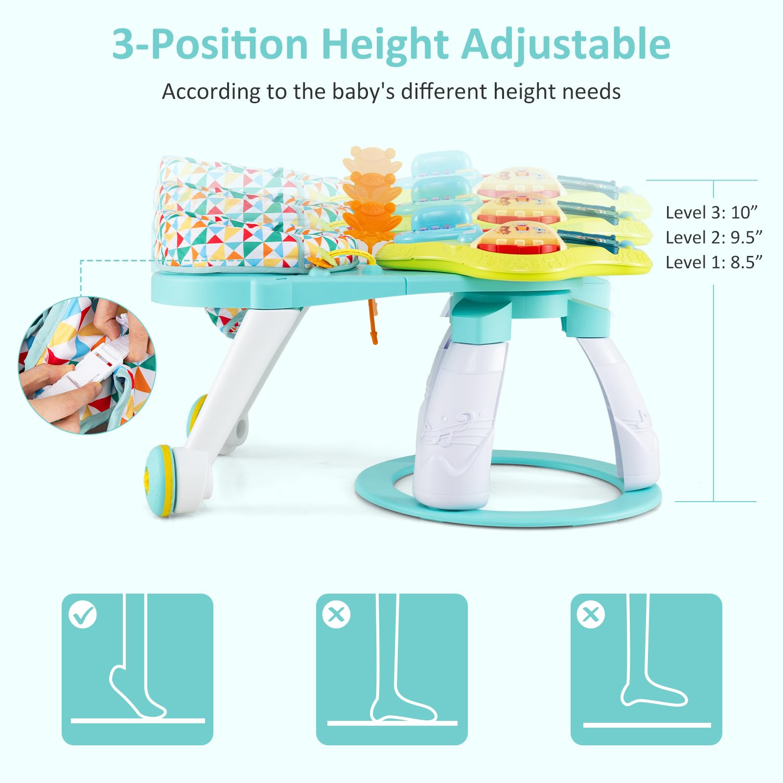 INFANS 3 in 1 Walk Around Baby Activity Center Baby Walker with Play Table