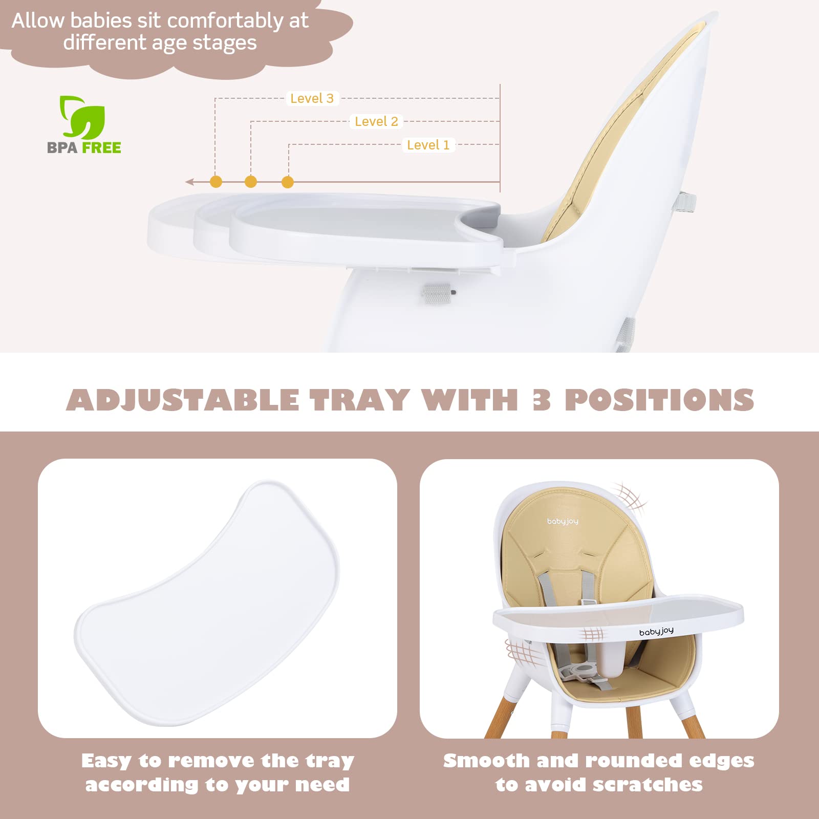 4-in-1 Infant Chair with Detachable 3-Position Tray