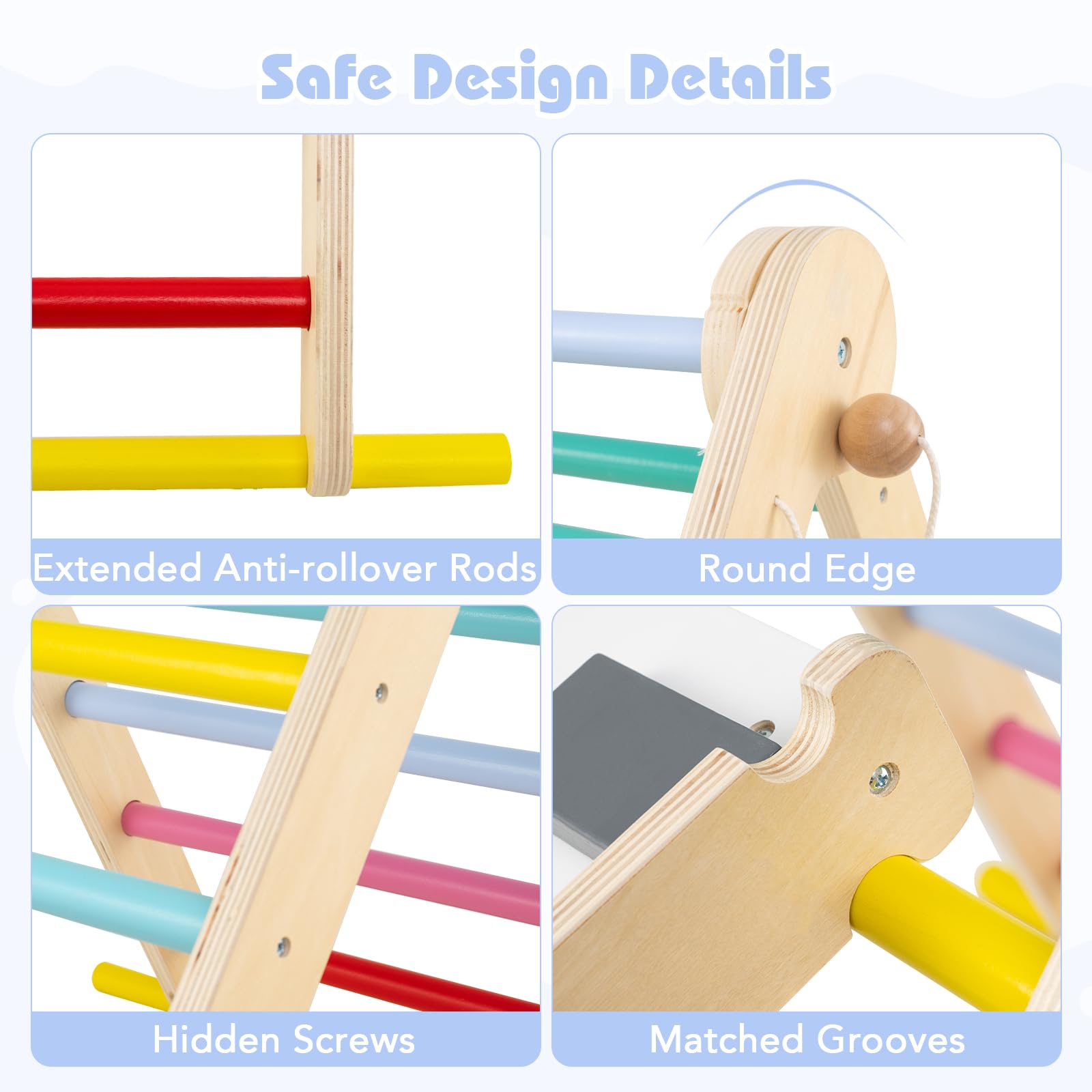 Pikler Triangle Set 7 in 1 Climbing Toys for Toddlers