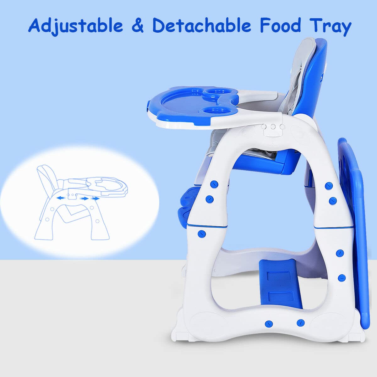 Baby High Chair 3 in 1 Infant Table and Chair Set Convertible Booster Seat with 3-Position Adjustable Feeding Tray