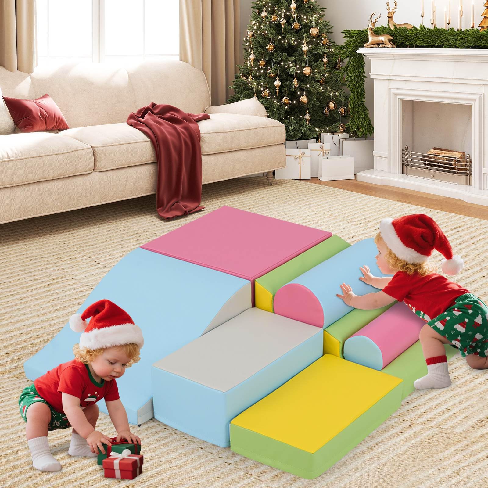7 Pieces Foam Building Blocks Set for Kids Creative Learning Toy Set