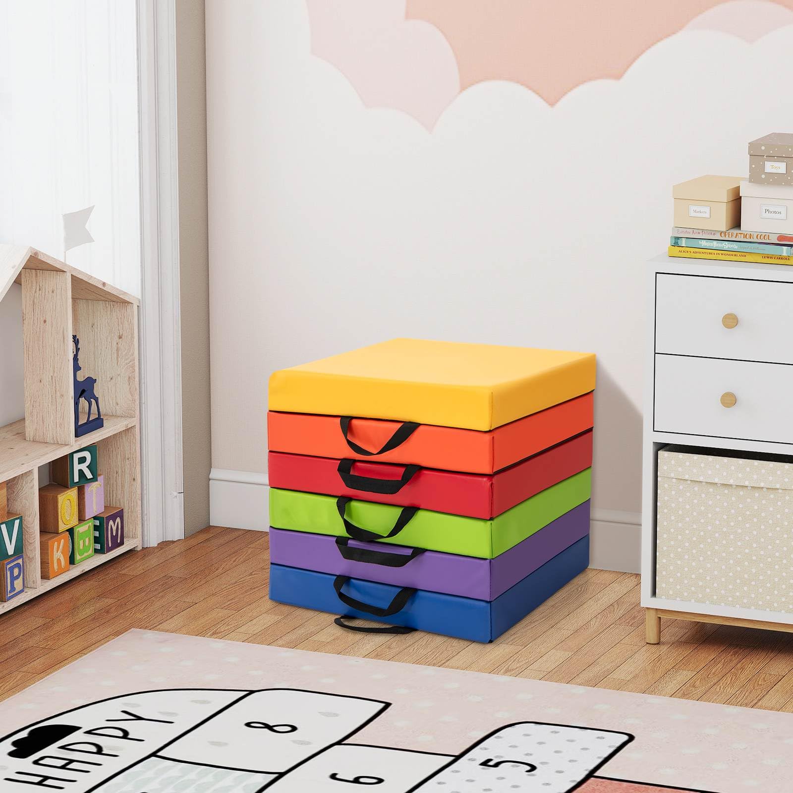 6 PCS Square Floor Cushions with Carrying Handles
