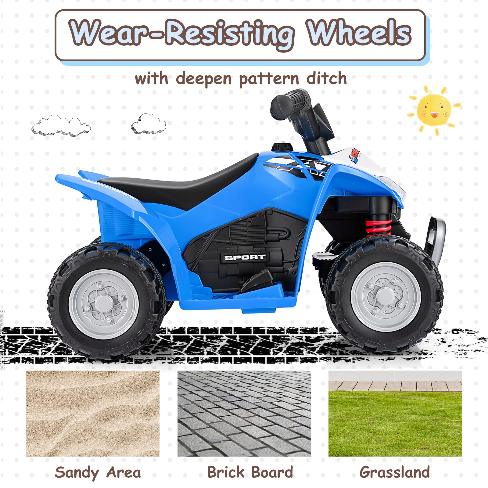 OLAKIDS Kids Ride On ATV, 6V Electric Vehicle for Toddlers