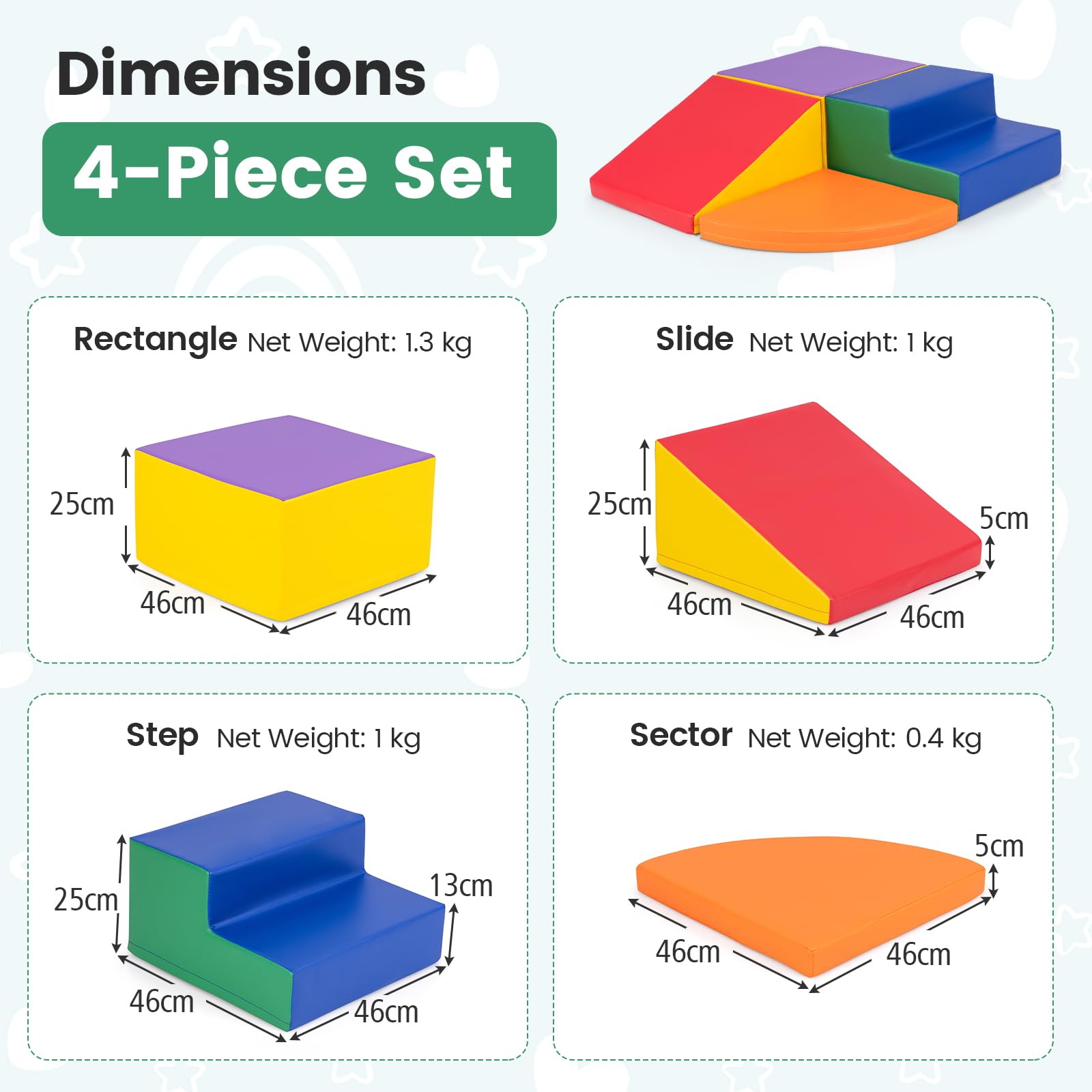 4-Pieces Climbing Toys for Toddlers Climb & Crawl Soft Foam Block with High-Density EPE Foam