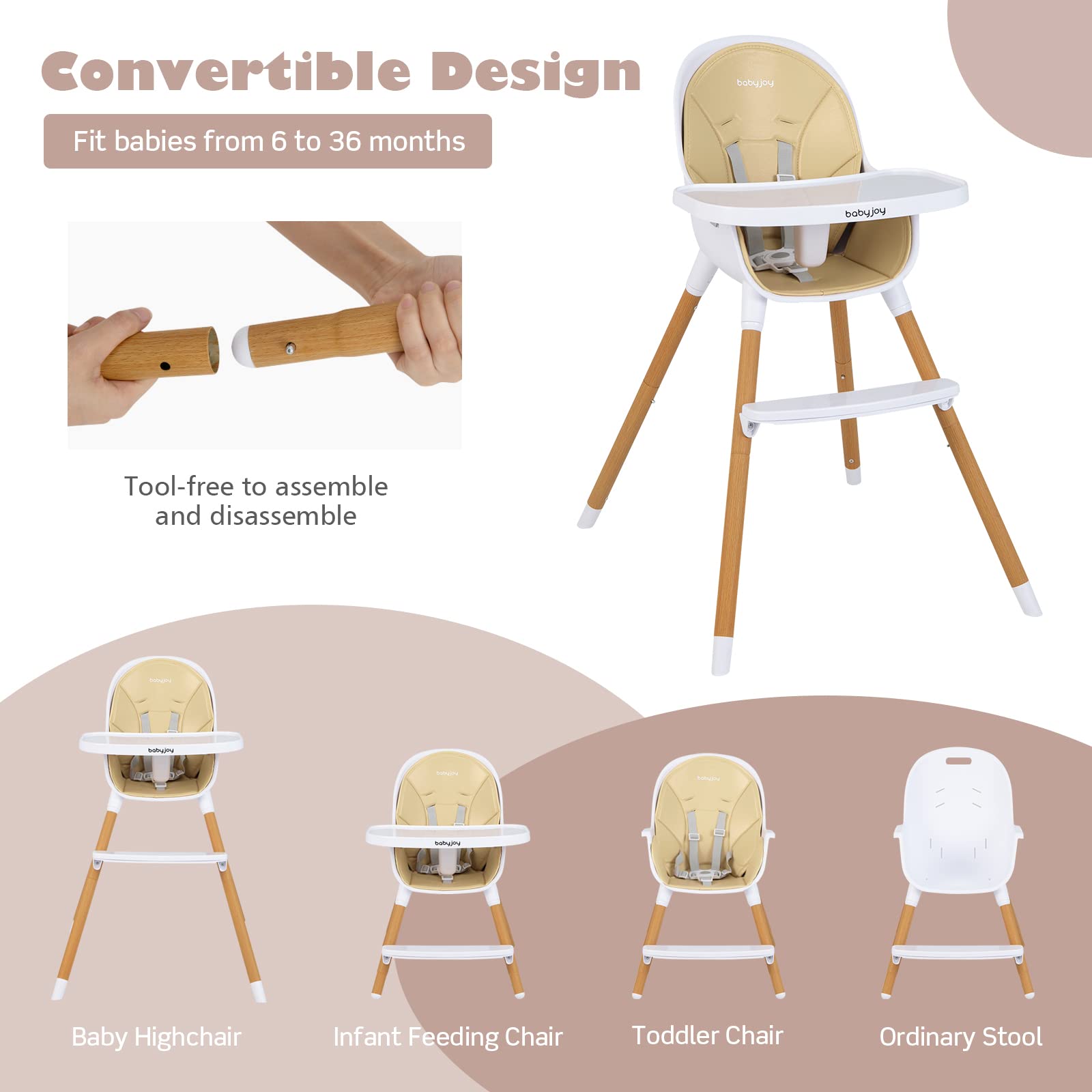 4-in-1 Infant Chair with Detachable 3-Position Tray