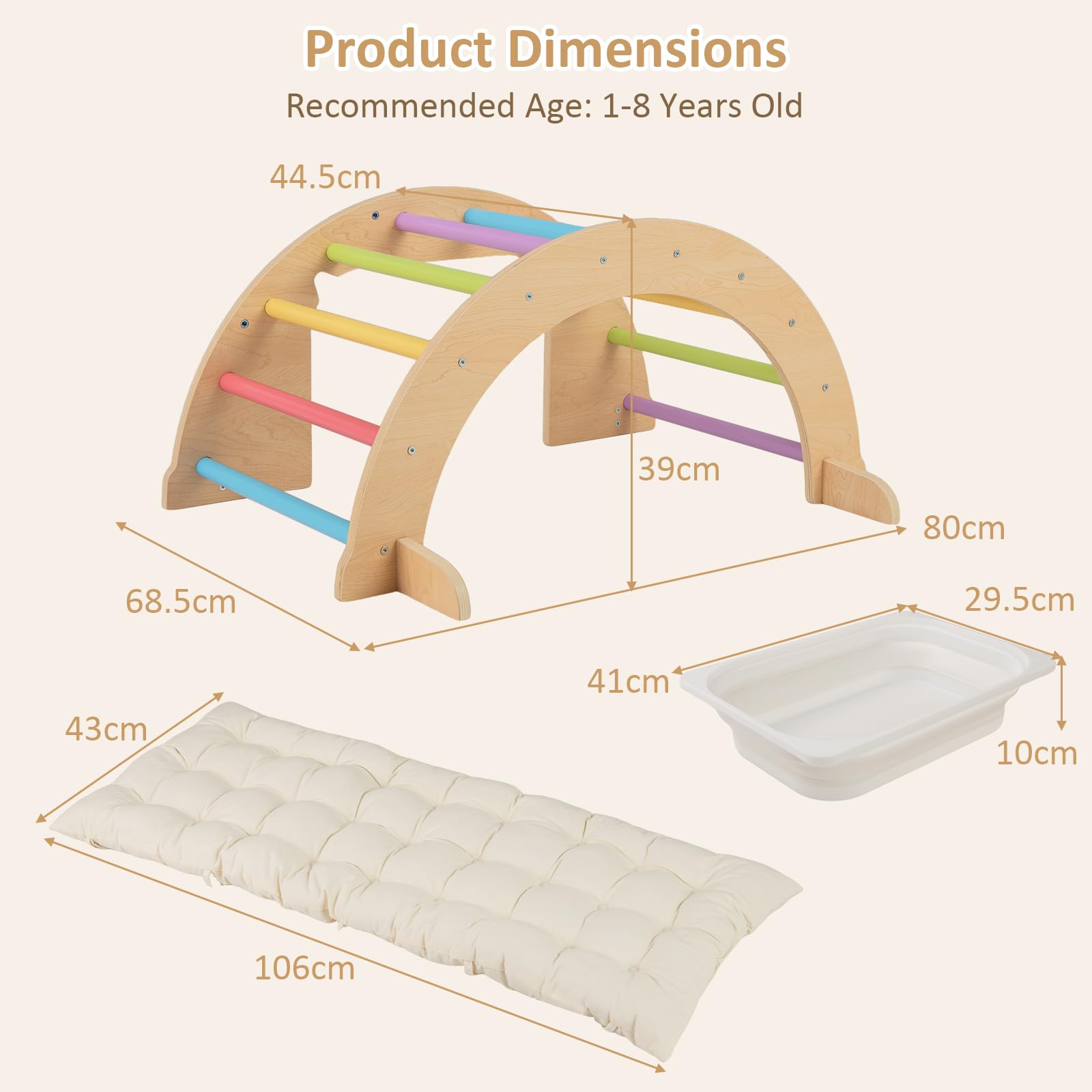 INFANS Wooden Arch Climber Rocker with Soft Cushion 6 in 1 Montessori Climbing Toys for Toddlers