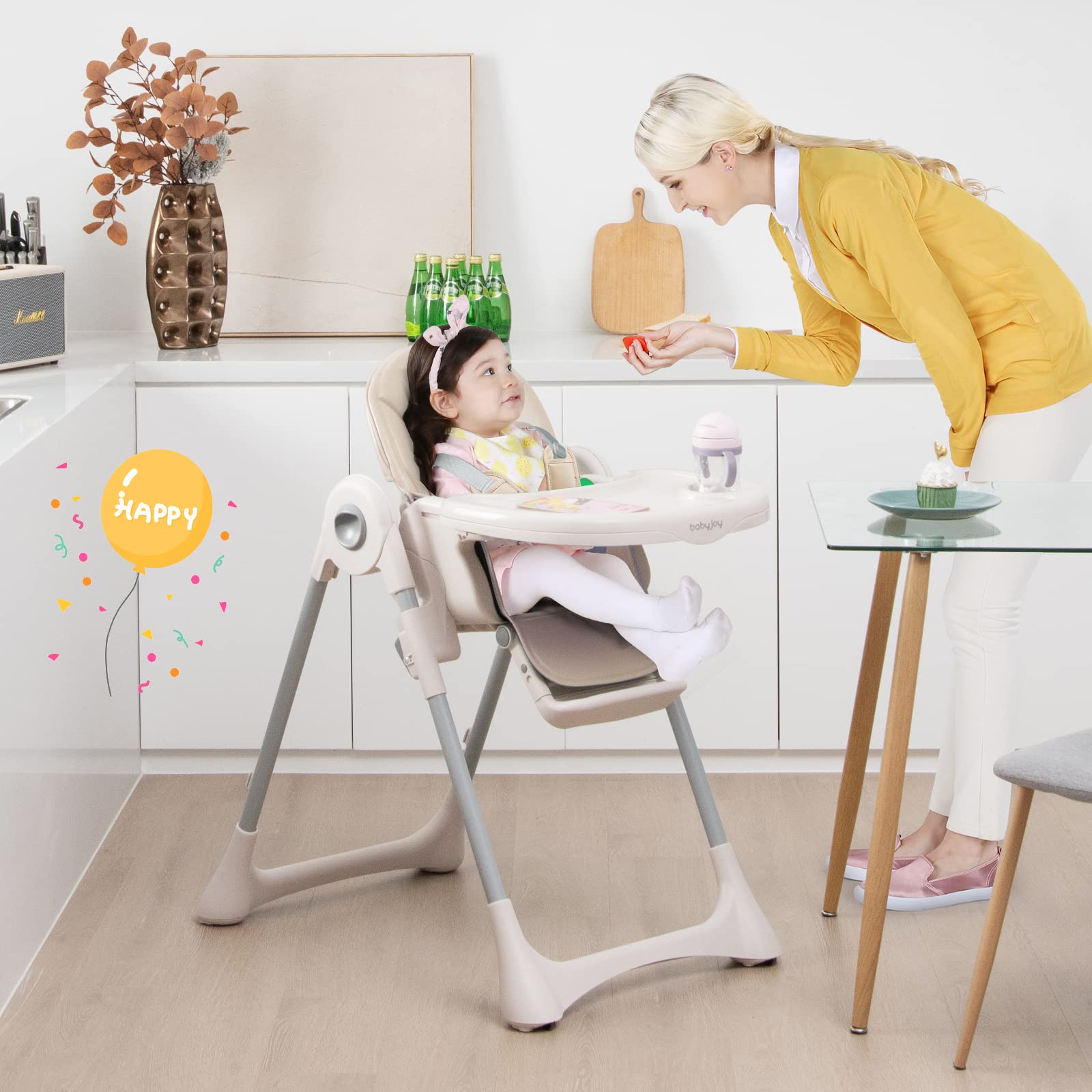 3-In-1 Baby High Chair, Kids Dining Highchair with Reclining Seat