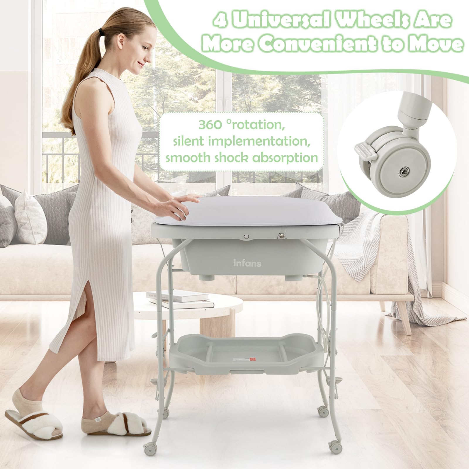 INFANS 2 in 1 Baby Changing Table with Bath Tub Unit