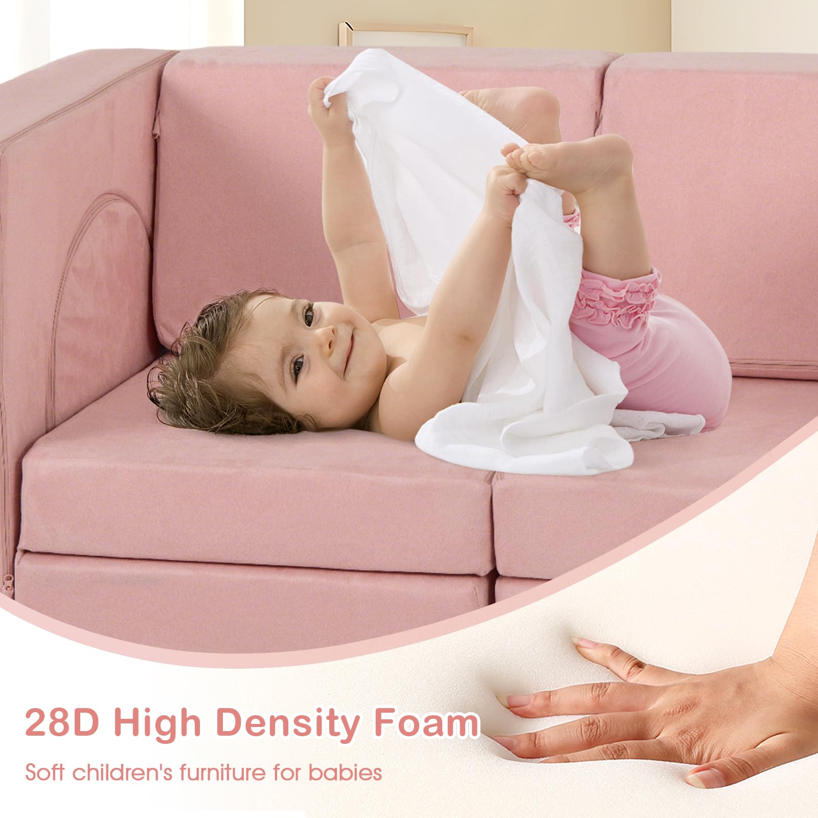 INFANS Modular Kids Play Couch 8 PCS Toddler Creative Sectional Building Sofa for Playroom