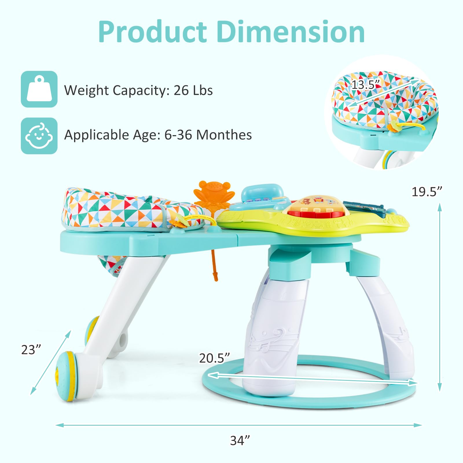 INFANS 3 in 1 Walk Around Baby Activity Center Baby Walker with Play Table