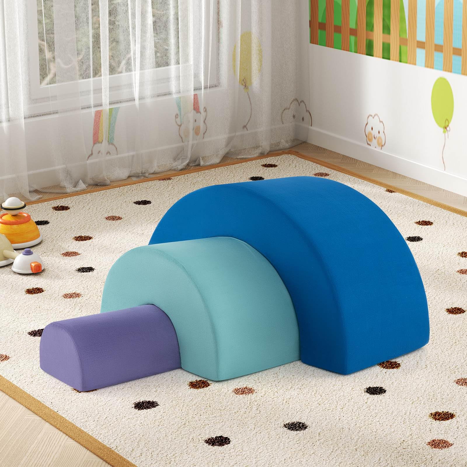 Rainbow Arc Climber Playset Foam Climbing Blocks with Washable Covers
