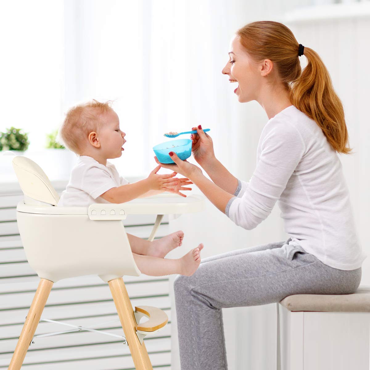 3-in-1 Wooden High Chair/Booster/Chair with Removable Tray