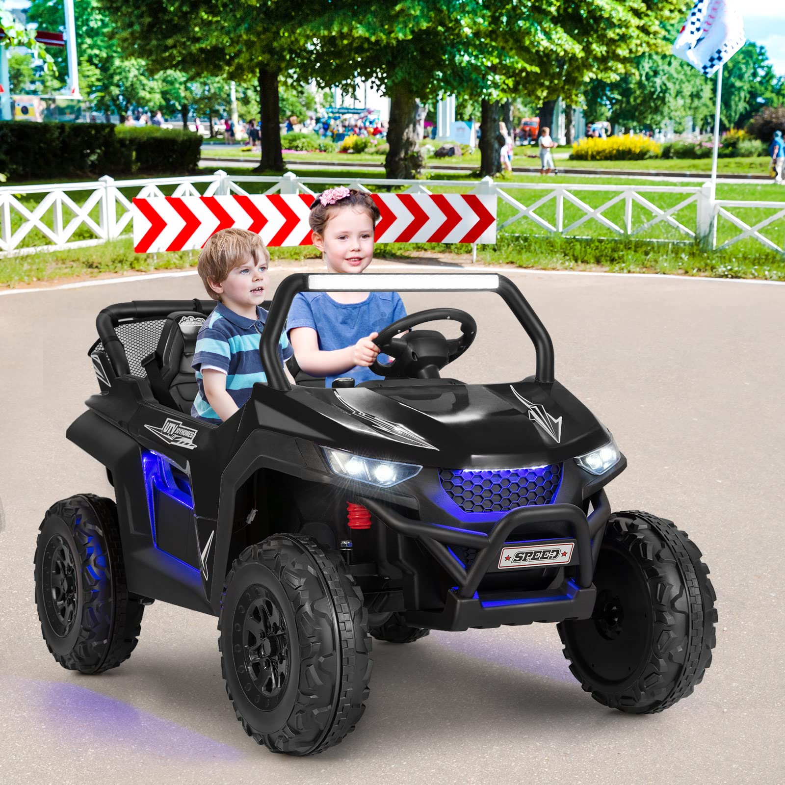 2-Seater Ride on Car, 12V Electric UTV w/Remote Control, Spring Suspension, High/Low Speed