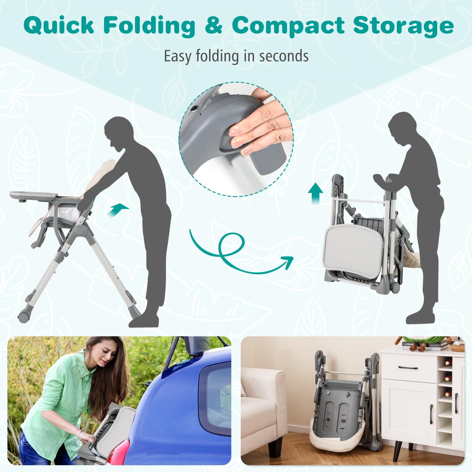 Foldable High Chair for Babies and Toddlers