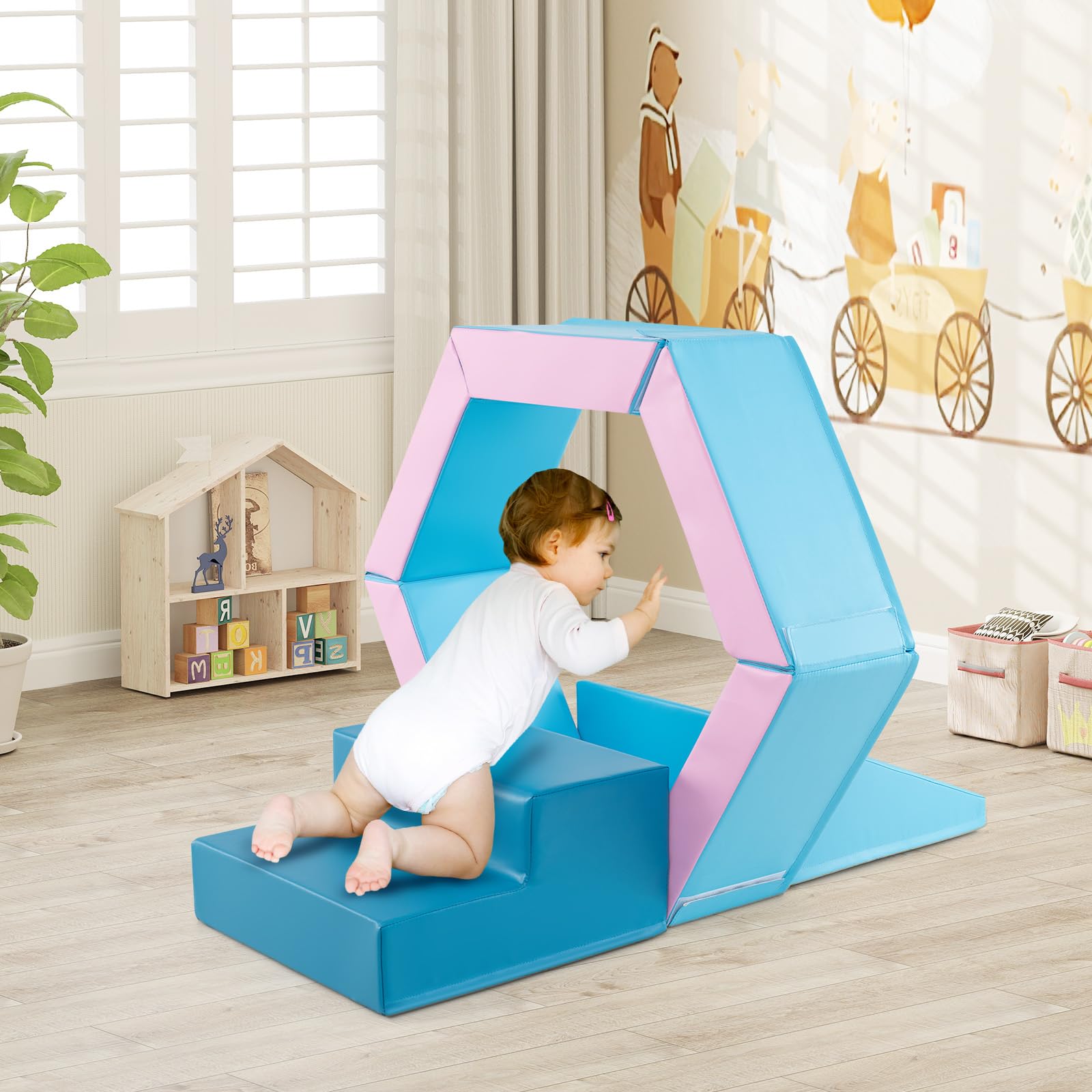 3-Piece Baby Foam Climbing Blocks with Ball Pit and 100 Colorful Ocean Balls