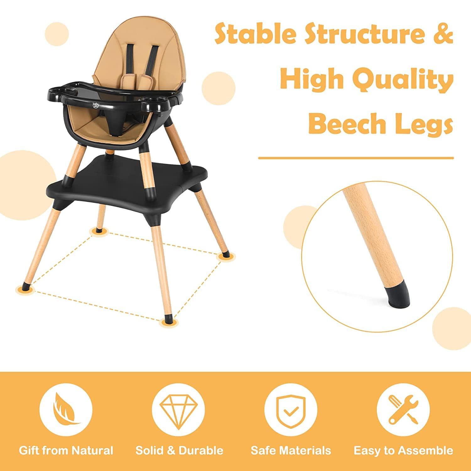 5-in-1 High Chair Convertible High Chairs for Babies & Toddlers/Booster Seat/Table & Chair Set