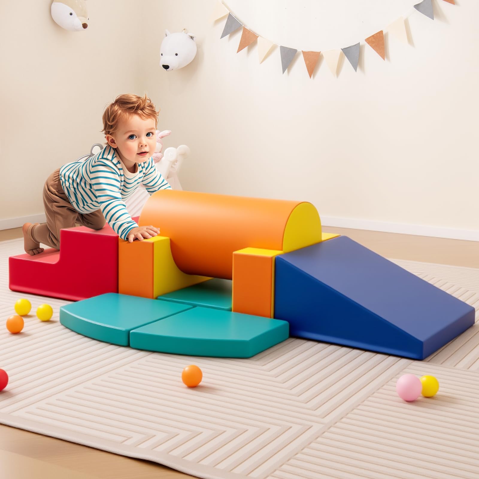10-Piece Soft Foam PU Leather Climbing Toys Building Blocks for Toddlers