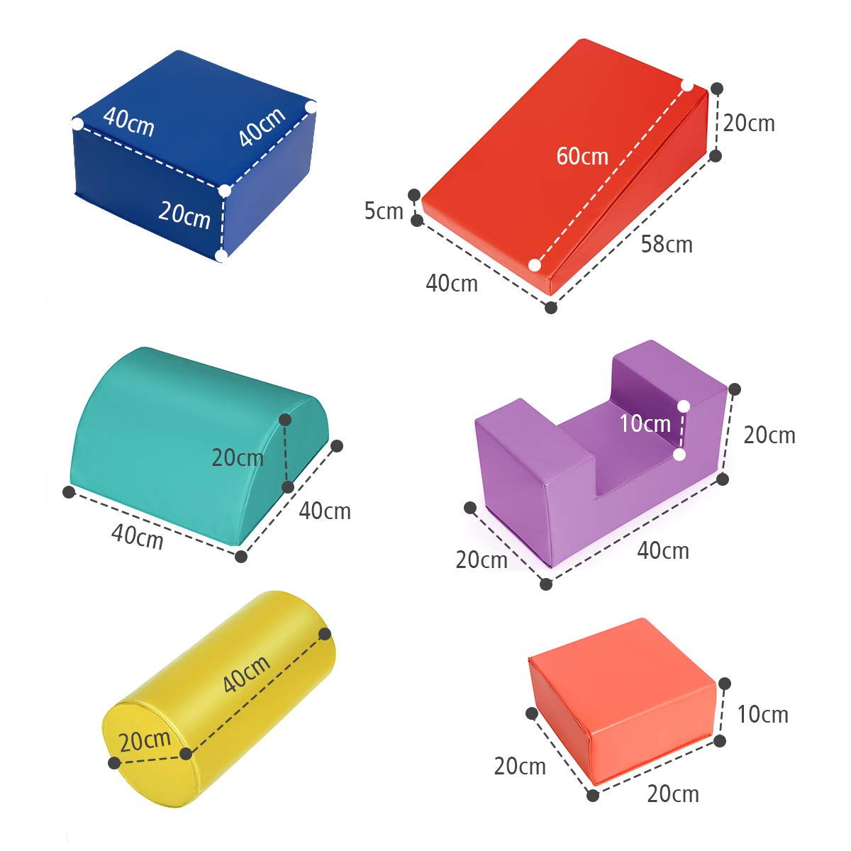 Foam Climbing Blocks for Toddlers 1-3, 6 Pieces Indoor Climb and Crawl Activity Playset with Rectangles