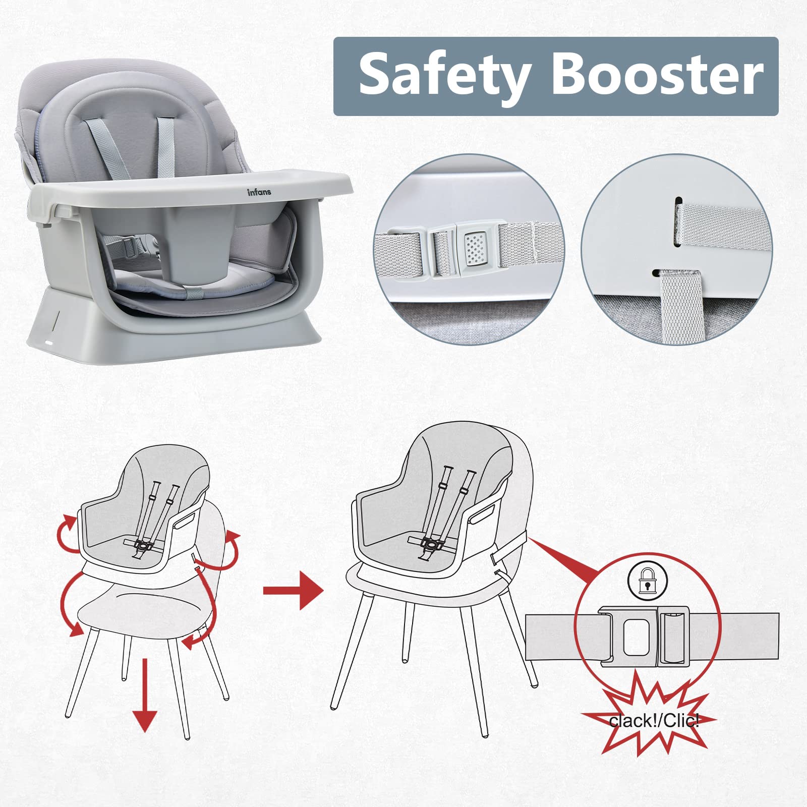 INFANS 8 in 1 Baby High Chair Convertible Highchair for Babies and Toddlers,