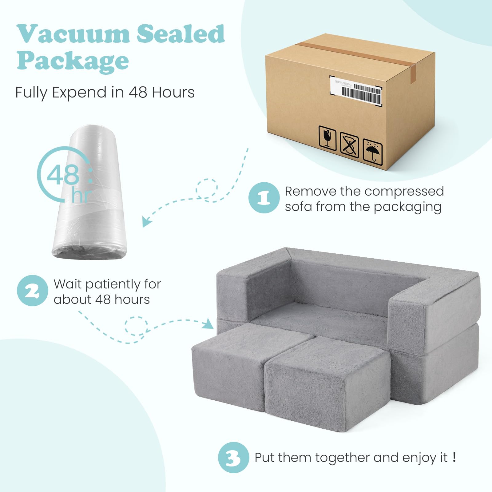 INFANS Modular Kids Play Couch Toddler Sectional Fort Building Sofa for Playroom