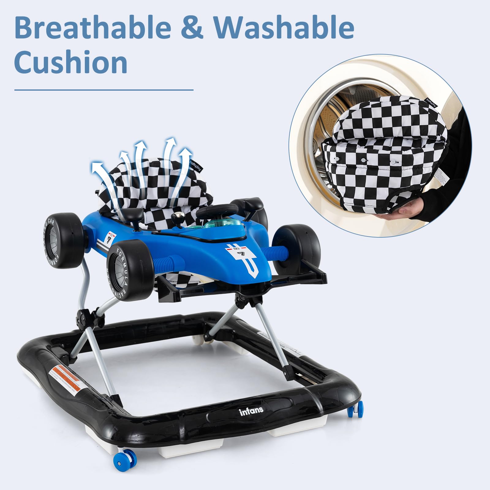 INFANS 4 in 1 Baby Walker, Foldable Toddler Activity Center with Adjustable Height