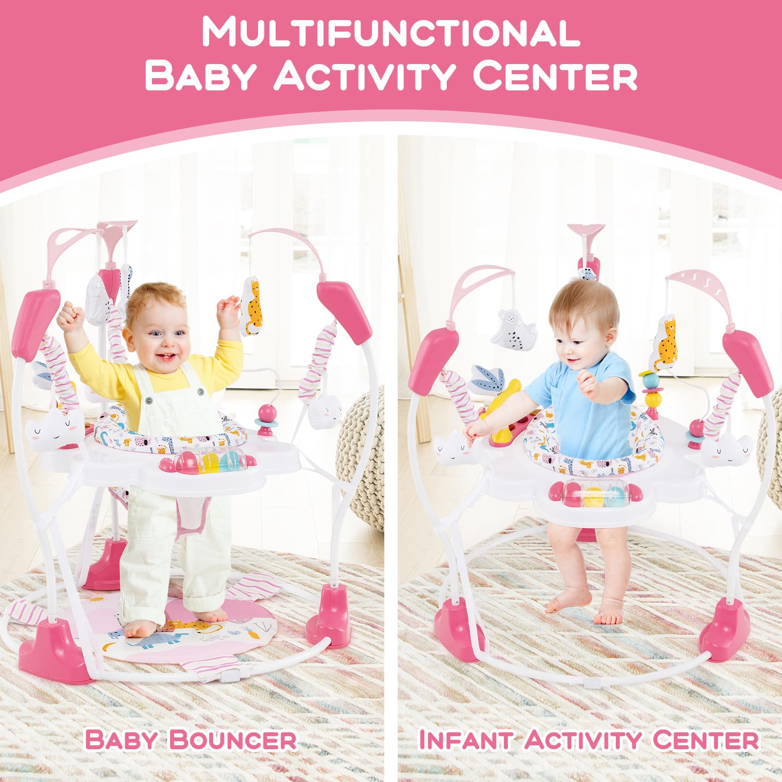 INFANS Baby Activity Center 3 in 1 Play Center Jumpers with Music