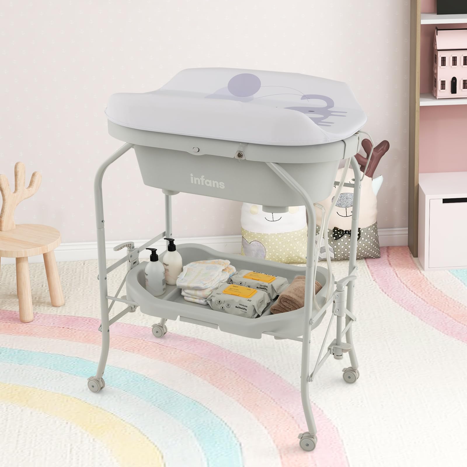 INFANS 2 in 1 Baby Changing Table with Bath Tub Unit