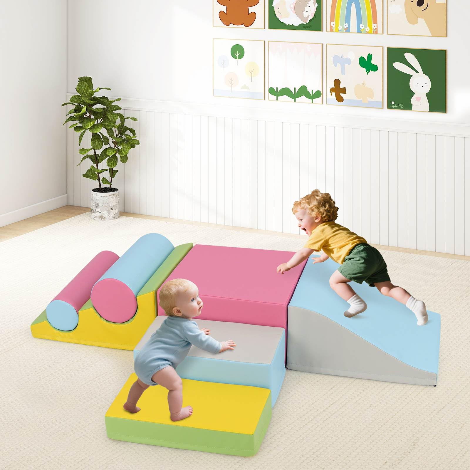 7 Pieces Foam Building Blocks Set for Kids Creative Learning Toy Set
