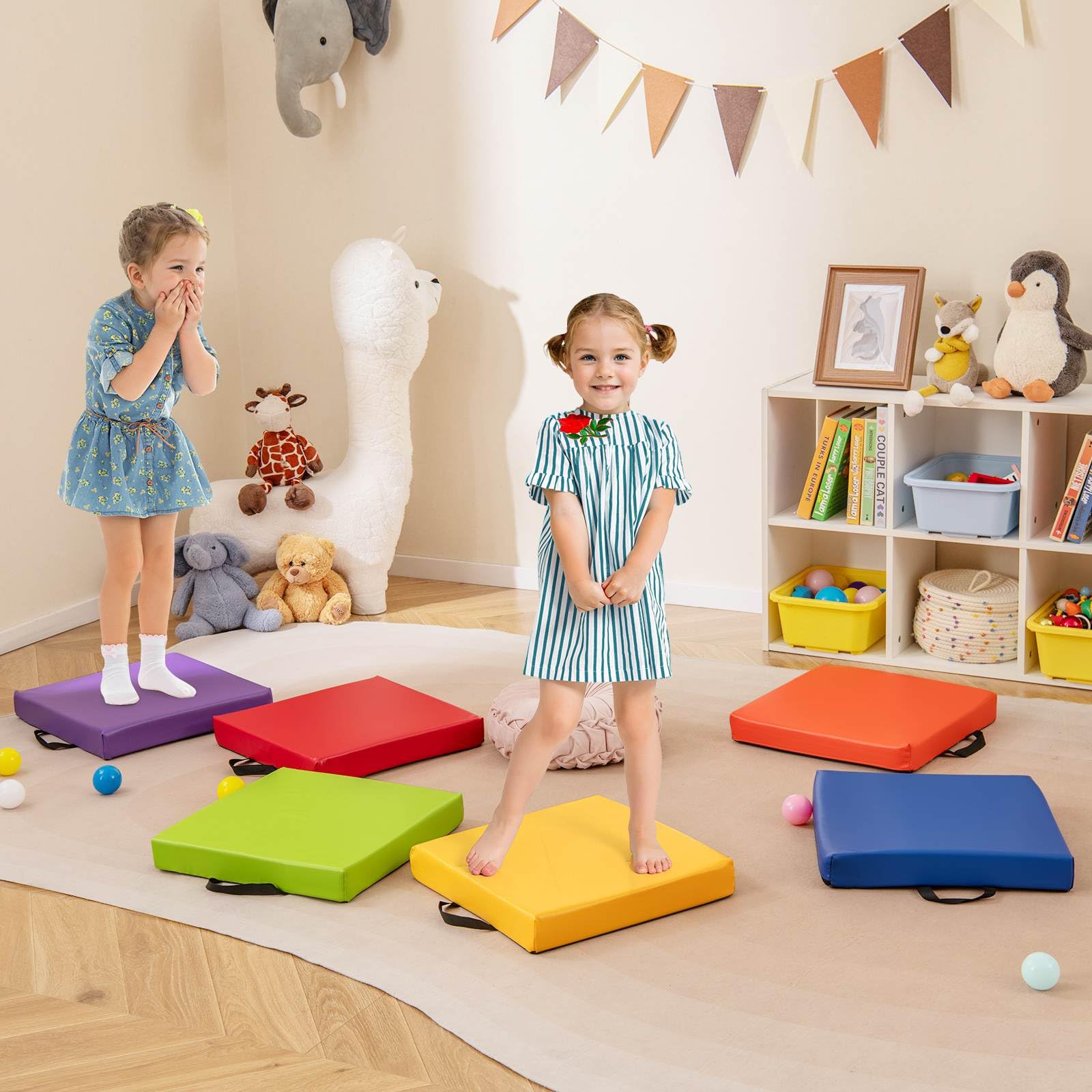 6 PCS Square Floor Cushions with Carrying Handles