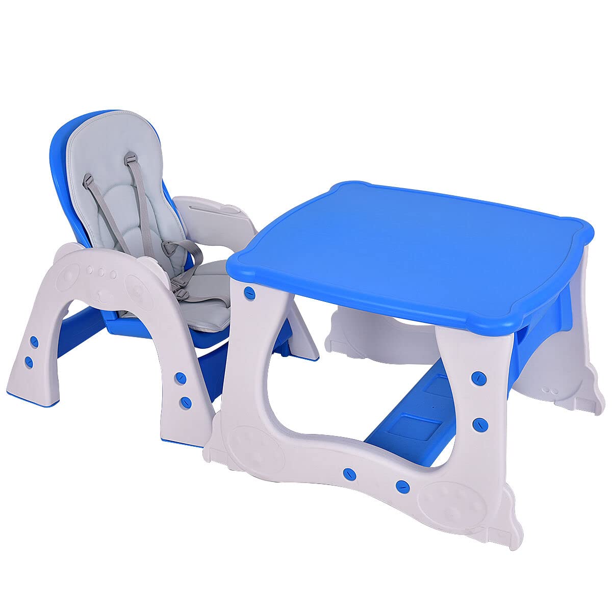 Baby High Chair 3 in 1 Infant Table and Chair Set Convertible Booster Seat with 3-Position Adjustable Feeding Tray