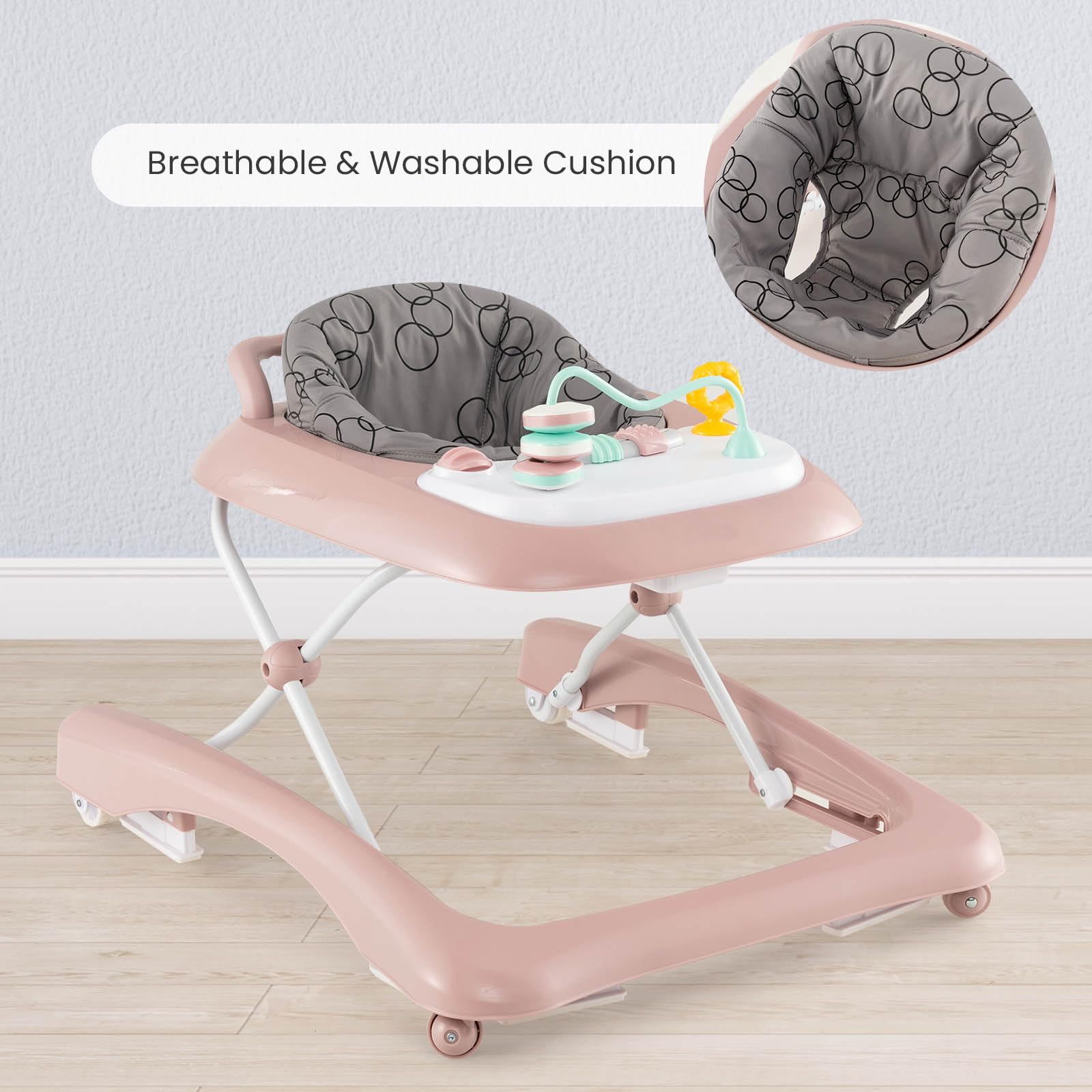 Foldable Baby Walker with Adjustable Height for Boys and Girls