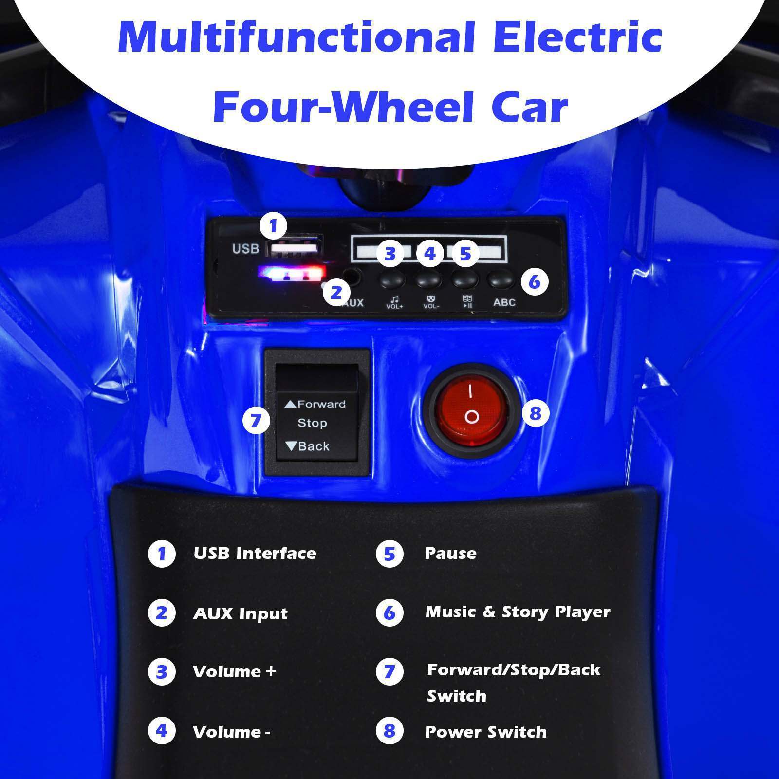 6V Kids Ride-On Car 4-Wheeler Vehicle Quad Car for 3-6 Years Old