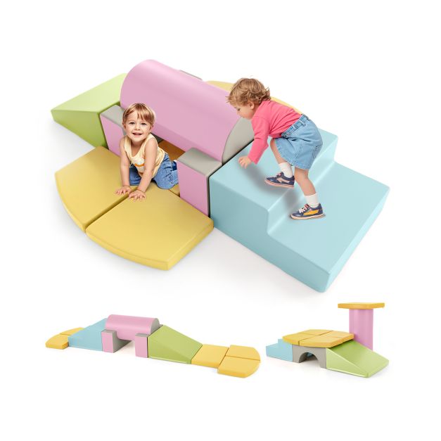 10-Piece Soft Foam PU Leather Climbing Toys Building Blocks for Toddlers