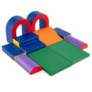 OLAKIDS Toddler Climbing Toys Indoor, 10 Pieces Baby Foam Blocks Soft Play Set with PU Leather