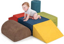 INFANS 6pc Kids Climb and Crawl Soft Foam Block Activity Structure Play Set with Chenille Fabric, 30D High-Density Foam