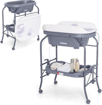 INFANS 2 in 1 Baby Changing Table with Bath Tub Unit, Folding Diaper Dresser Station