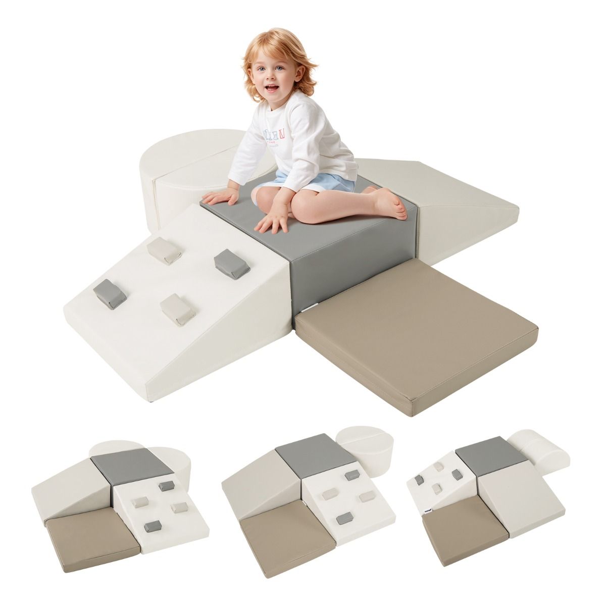 6 Piece Lightweight Foam Climbing Blocks with Hook and Loop Fasteners