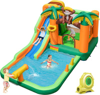 Inflatable Water Slide, 7-in-1 Bounce House Water Park w/Splash Pool