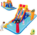 Inflatable Water Slide, 6-in-1 Water Park w/Dual Slides, Climbing Wall, Water Cannon