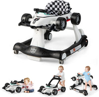 4-in-1 Foldable Activity Car Walker with Adjustable Height and Speed