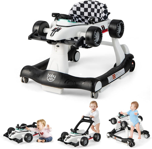 4-in-1 Foldable Activity Car Walker with Adjustable Height and Speed