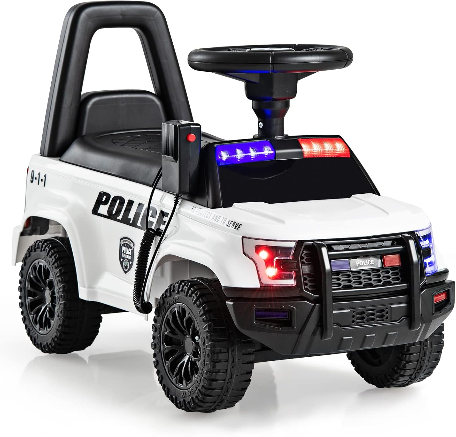 Ride On Push Police Car, Toddler Foot-to-Floor Sliding Toy with Siren