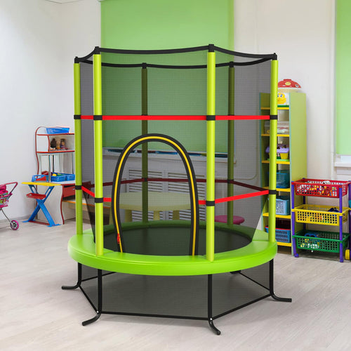 5.3FT Kids Trampoline, Toddler Trampoline w/Safe Enclosure Net, Accessories Bag, Jumping Pad