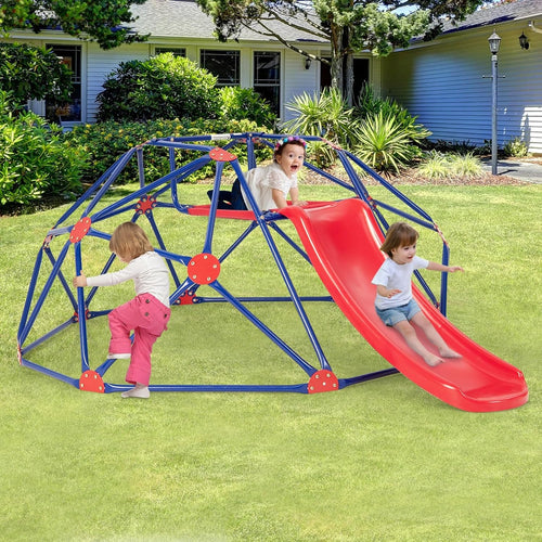 Climbing Dome with Slide, Kids Outdoor Jungle Gym Geometric Dome Climber