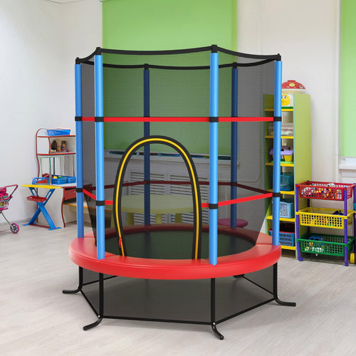 5.3FT Kids Trampoline, Toddler Trampoline w/Safe Enclosure Net, Accessories Bag, Jumping Pad